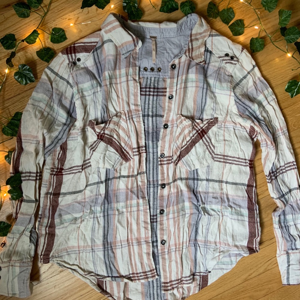 ✨free people plaid shirt